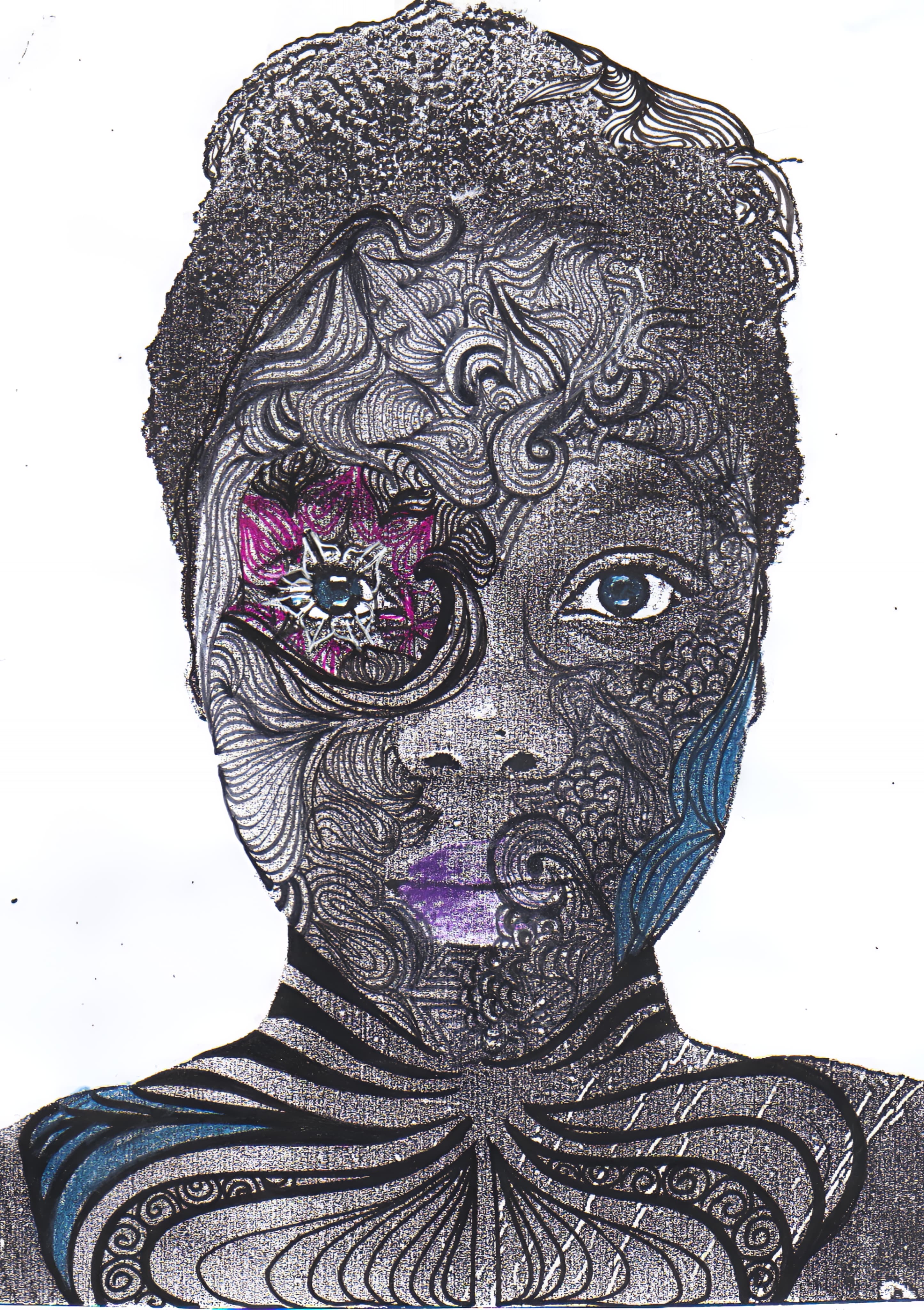 Inner Cosmos: A Portrait in Thread and Ink