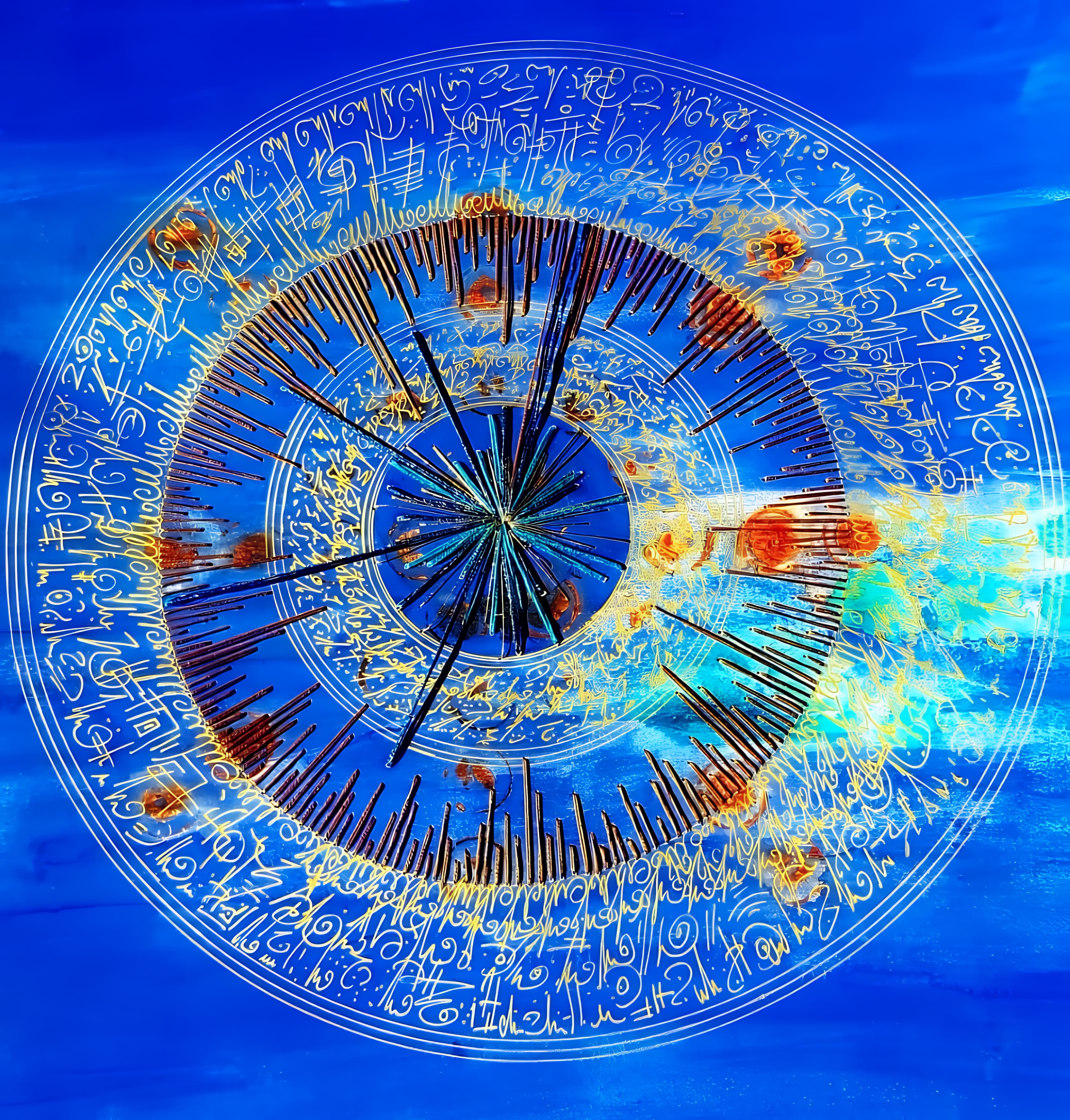 Sacred Mandala in Gold and Cobalt Script